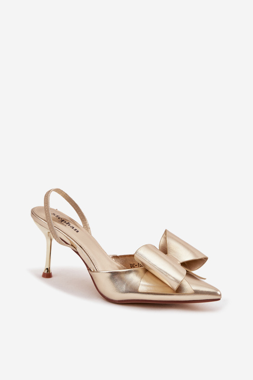 Heels with open heels and bow golden Eklevia