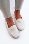 Women's White Faux Leather Moccasins Rerceria
