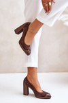 Suede Pumps On Heel Brown Laura Messi 2702