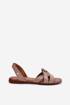 Zazoo 40185 Comfortable Leather Slip-On Sandals Dark Beige
