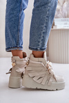 Leather Women's Sneakers On Massive Platform Beige CheBello 4561