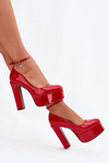 Lacquered High Heel And Platform Pumps Red Nianka