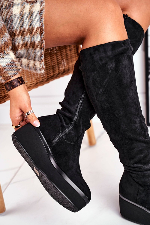 Women's high boots on platform Sergio Leone black BT732