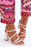Leather Heel Sandals White Florentina