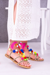 Lu Boo | Colorful Pompony Roman Gladiator Sandals