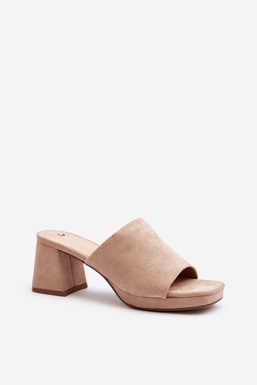 Women's Beige High Heel Sandals Bralya