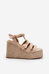 Wedge Sandals with Woven Detail Beige Gnosis
