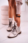 Openwork Leather Boots Nicole 2627 White-Silver