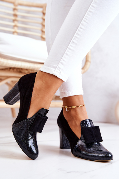 Suede Snakeskin Pumps Gray Kathleen