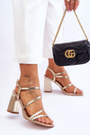 Leather Heel Sandals gold Florentina