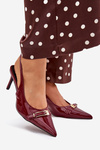 Lacquered Stiletto Heels With Gold Buckle Bordeaux Vivae