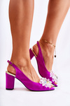 Fashionable Suede Pumps Sandals With Decoration Fuchsia Meriss