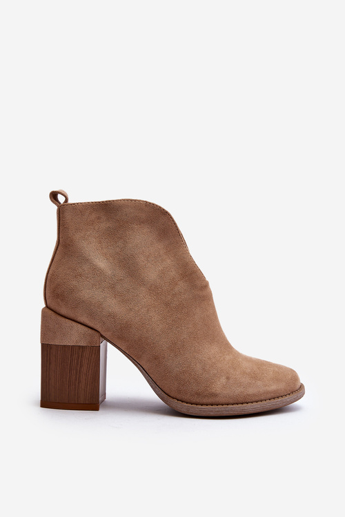 Women's Boots on Chunky Heel Beige Nolira