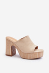 Women's Sandals on Chunky Heel Beige Siobhan