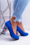 Women's Sergio Leone Uncovered Toe PB133 Blue Fans pumps