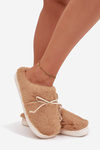 Furry slippers with bow Camel Minella