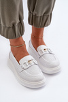 White Women's Leather Moccasins with Platform S.Barski LR720