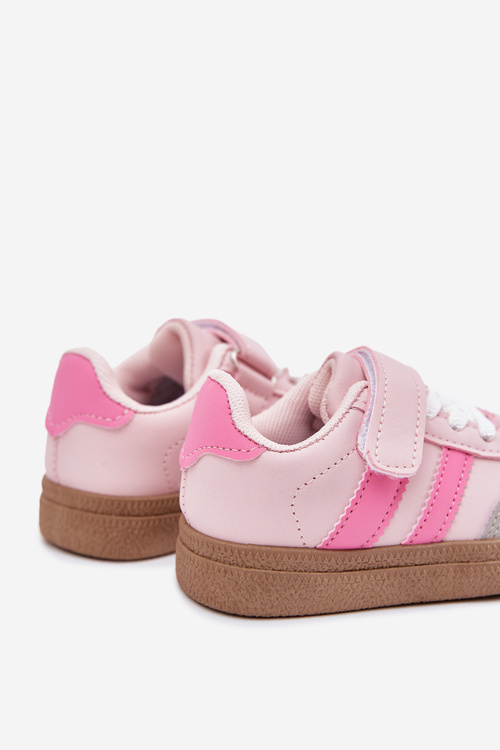 Dziecięce Sneakersy Buty Sportowe Eko Skórzane Rzep Różowe Adelina