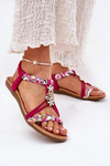 Flat Women's Sandals With Woven Straps And Clips Artiker Fuchsia 56C1314