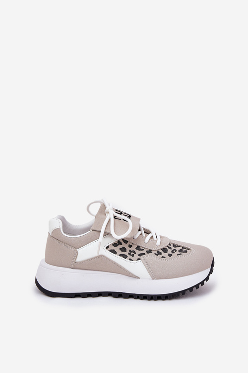 Sports Shoes Sneakers Women On Platform Leopard White-Beige Pumbes