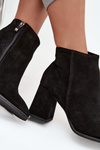 Black Leather Ankle Boots with Block Heel Lined Zazoo 3128