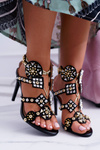 Lu Boo High Heel Sandals Jetted Studs Rockers Black