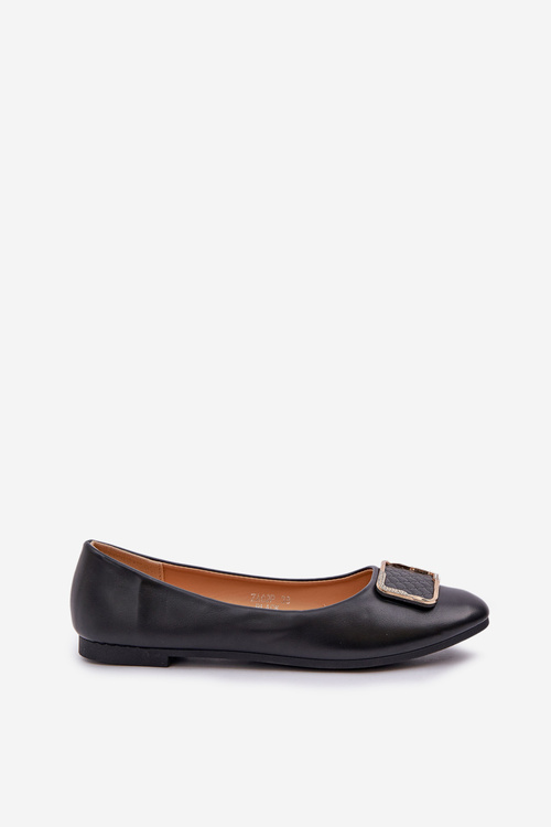 Eco leather ballet flats with decoration black Tulnelia
