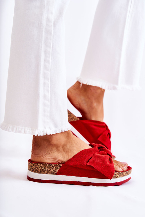 Klapki Damskie Platforma Czerwone So Comfy