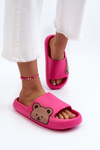 Women's Lightweight Foam Slippers with Bear Motif Fuchsia Parisso