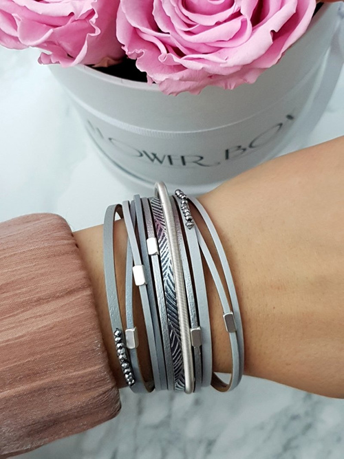 Women's Bracelet Row Wide Gray Michiko Crystals