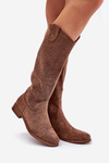 Flat Heel Boots With Perforated Pattern Brown S.Barski HY51-062