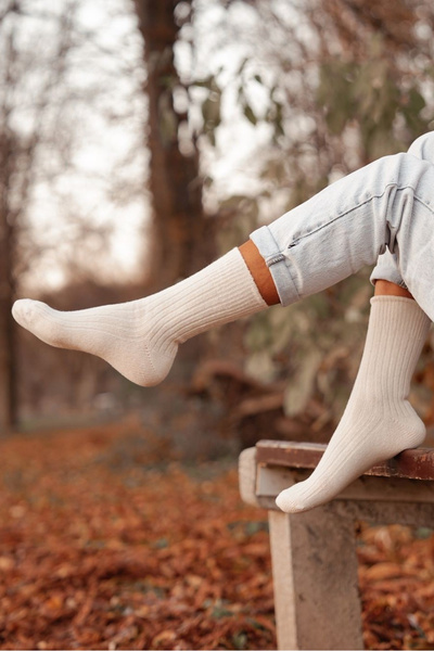 Women's wool socks Ecru