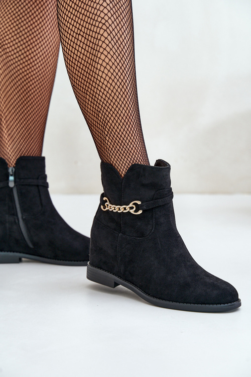Womens Ankle Boots On Hidden Wedge Made Of Eco Suede Black Ofcorna