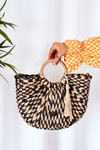Braided Handbag Basket NOBO XK0490 Beige-Black