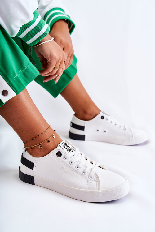 Women's Leather Tennis Shoes BIG STAR FF274175 White-Black