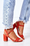 Suede High Heel Sandals Orange Vanessa