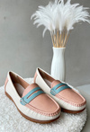 Women's Pink Faux Leather Moccasins Vikitara