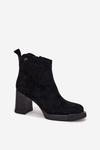 Suede Leather Women's Ankle Boots Vinceza 91142 Black