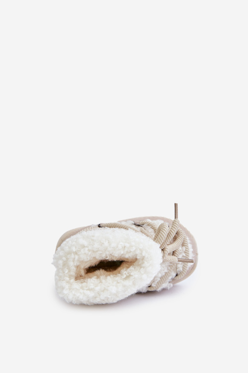 Children's Warm Lace-up Snow Boots Asija Beige