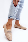 Women's Moccasins with Zircons Beige Ralrika