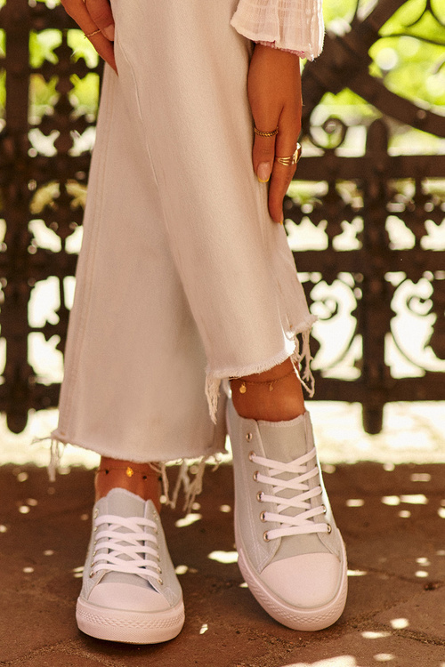 Trampki Klasyczne Niskie Materiałowe Miętowe Lennabella