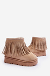 Fleece-Lined Snow Boots with Decorative Fringes for Kids Beige Nimia'
