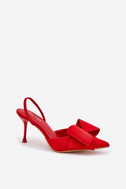 Red High Heels With Open Heels And Bow Eklevia