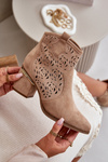 Lace-Up Cowboy Ankle Boots with Heel Zip Closure Brown Vosilara