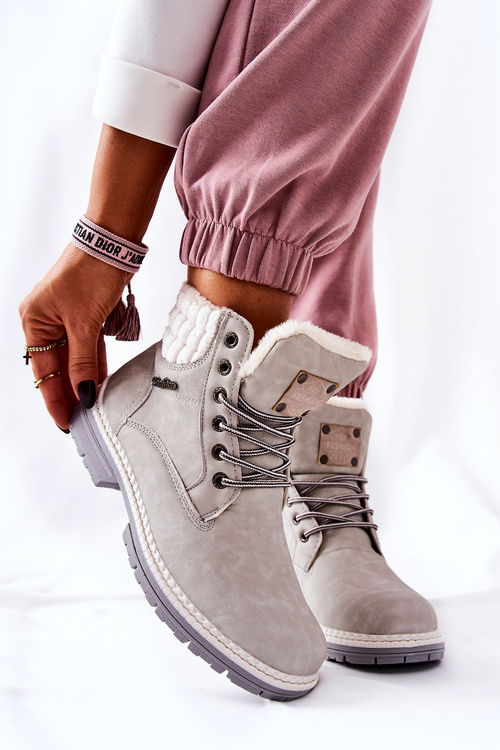 Leather Insulated Trappers Light Grey Laralis