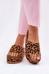 Women's Sandals On Massive Platform Eco Suede Leopard Brown Vinnibe