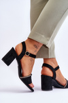 Women's Suede Low Heel Sandals Black Loredo
