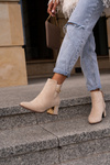 Women's ankle boots with zipper closure eco suede light beige Bonucci