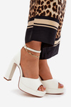 Ladies Sandals On Heel And Platform Eco Leather White Lomman