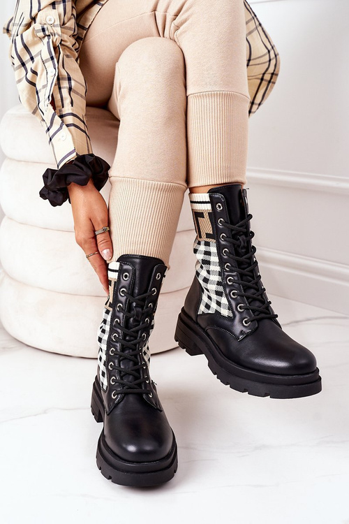 Elastic Fabric Boots Black Love Story